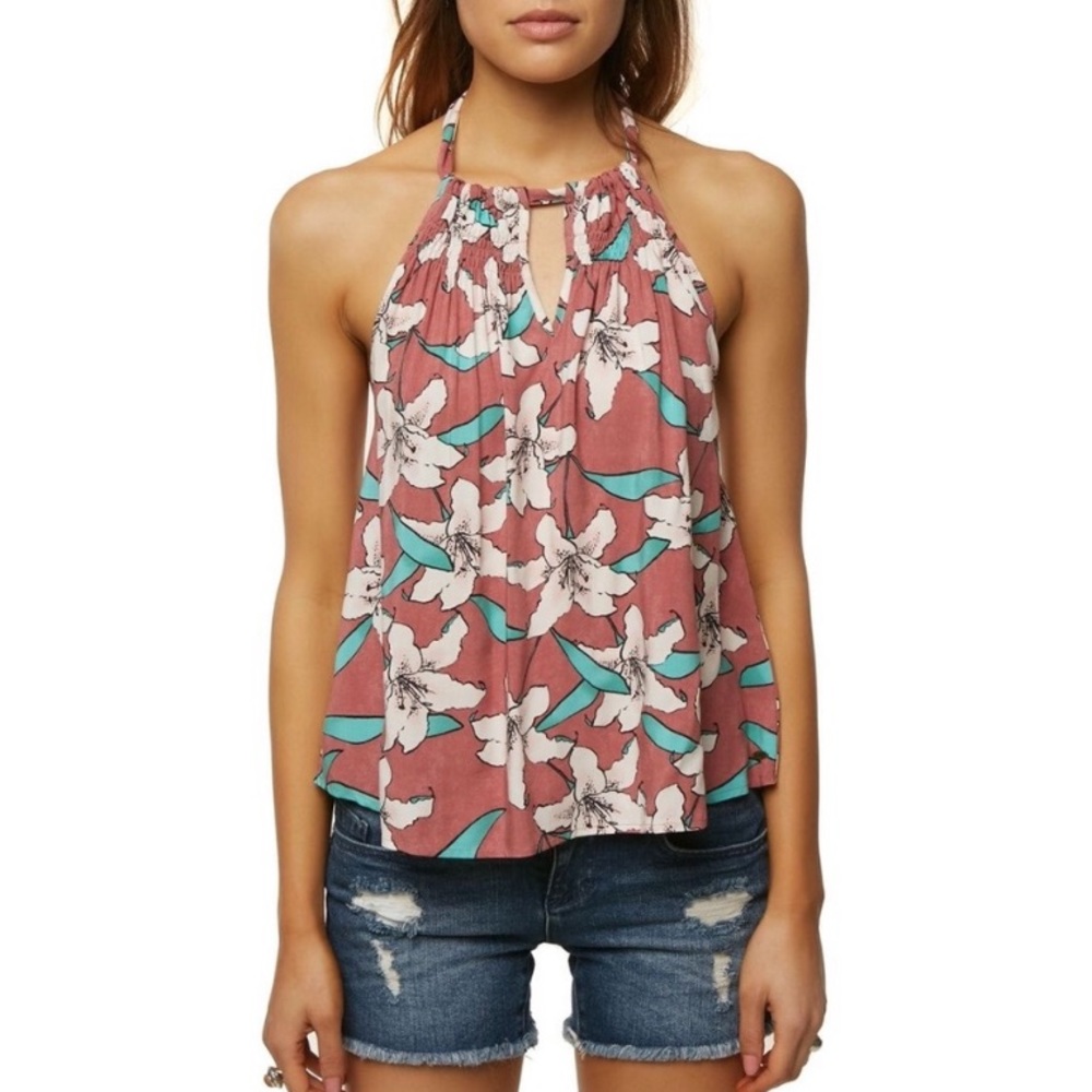 O'Neill lily printed halter top